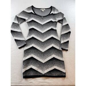 Say What? Black & White Print Flattering Hourglass Sweater Dress. Size M